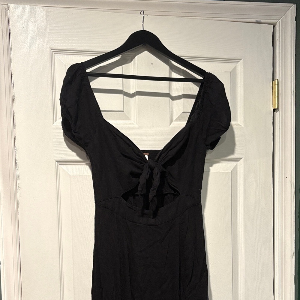 Free People Black off the shoulder linen dress